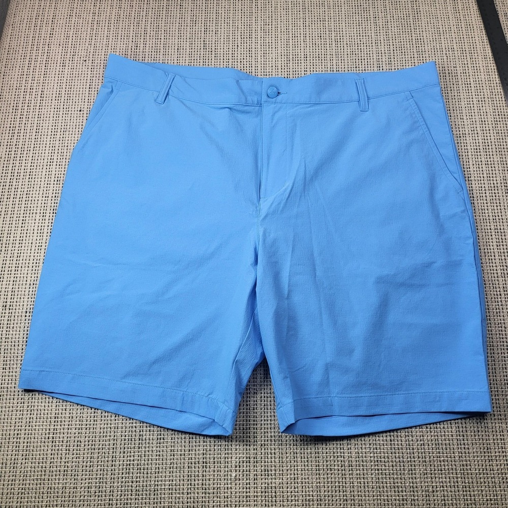 Adidas Shorts Mens 42 Blue Chino Performance Microfiber 9 Inseam Casual Summer